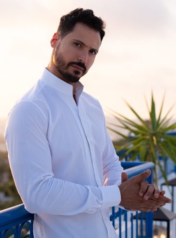 Chemise col philosophe Blanc