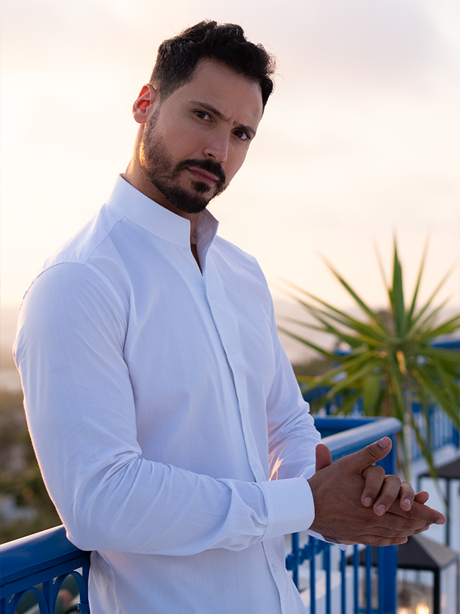 Chemise col philosophe Blanc
