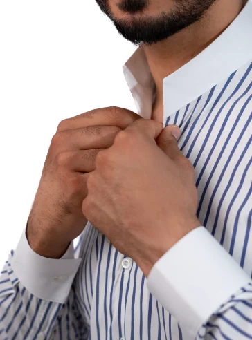 Chemise col philosophe Rayures Bleues