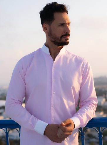 Chemise col philosophe Rose