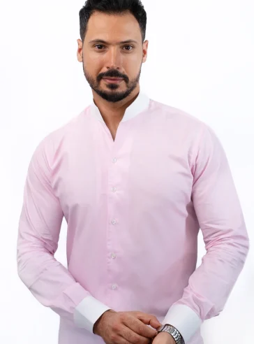 Chemise col philosophe Rose